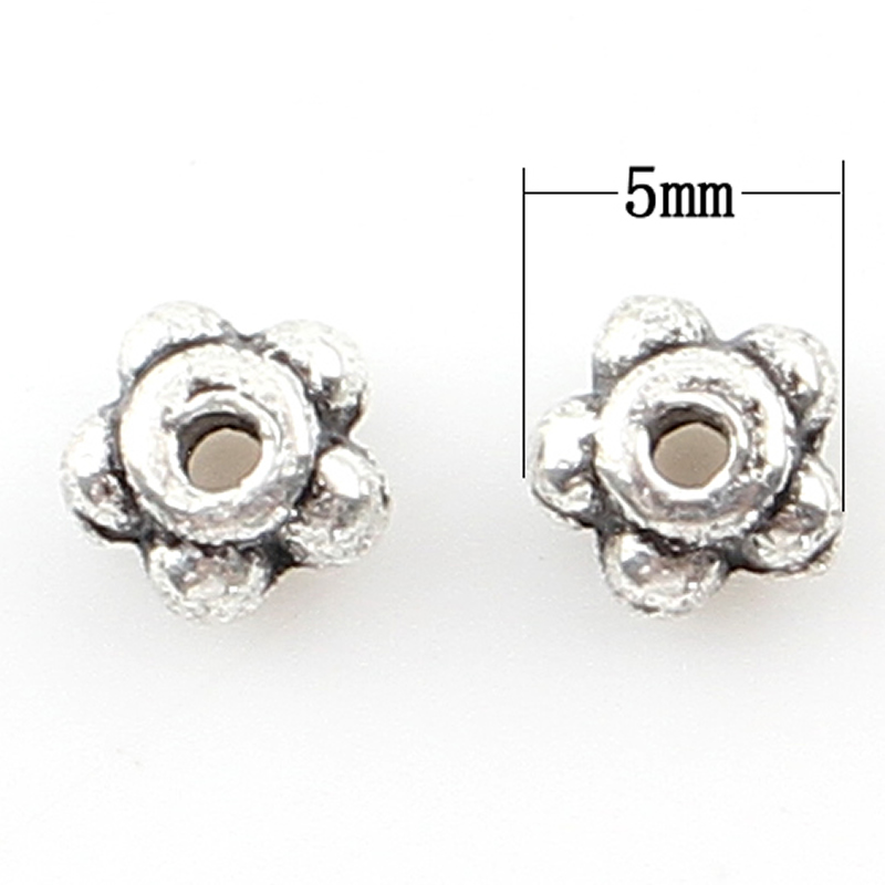 Zinc Alloy Spacer Beads, Flower, plated, more colors for choice, 5x5x3mm, Hole:Approx 1mm, Approx 1250PCs/Bag, Sold By Bag