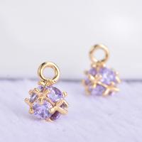 Cubic Zirconia Brass Pendants, with Cubic Zirconia, gold color plated, micro pave cubic zirconia & for woman 7*10mm Approx 3mm 