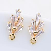 Cubic Zircon Brass Earring, with Cubic Zirconia, gold color plated, micro pave cubic zirconia & for woman, 14*7mm 