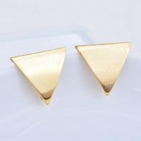 Латунный гвоздик для сережки, Латунь, Треугольник, плакирован золотом, DIY, 19.5*21.5mm, продается PC