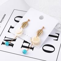 Zinc Alloy Drop Earring, with turquoise & Acrylic, gold color plated, fashion jewelry & for woman, 72mm 