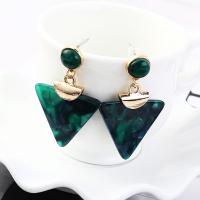 Zinc Alloy Drop Earring, with Acetate, Triangle, gold color plated, for woman 41mm 