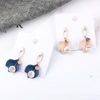 Plastic Pearl Zinc Alloy Earring, with Plastic Pearl, gold color plated, for woman 48mm 