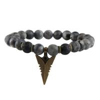 Gemstone Bracelets, Natural Stone, plated, for man, black .8 Inch 
