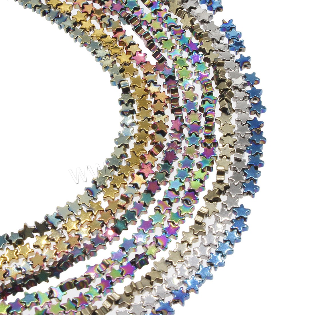 Las Perlas De Hematites Sin Magnético, Hematita no magnética, Estrella, chapado, diverso tamaño para la opción, más colores para la opción, aproximado 134PCs/Sarta, Vendido por Sarta