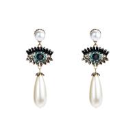 Kunststoff Perle Zink Legierung Ohrring, Zinklegierung, mit Kunststoff Perlen, für Frau & mit Strass, keine, 86x30mm, verkauft von Paar