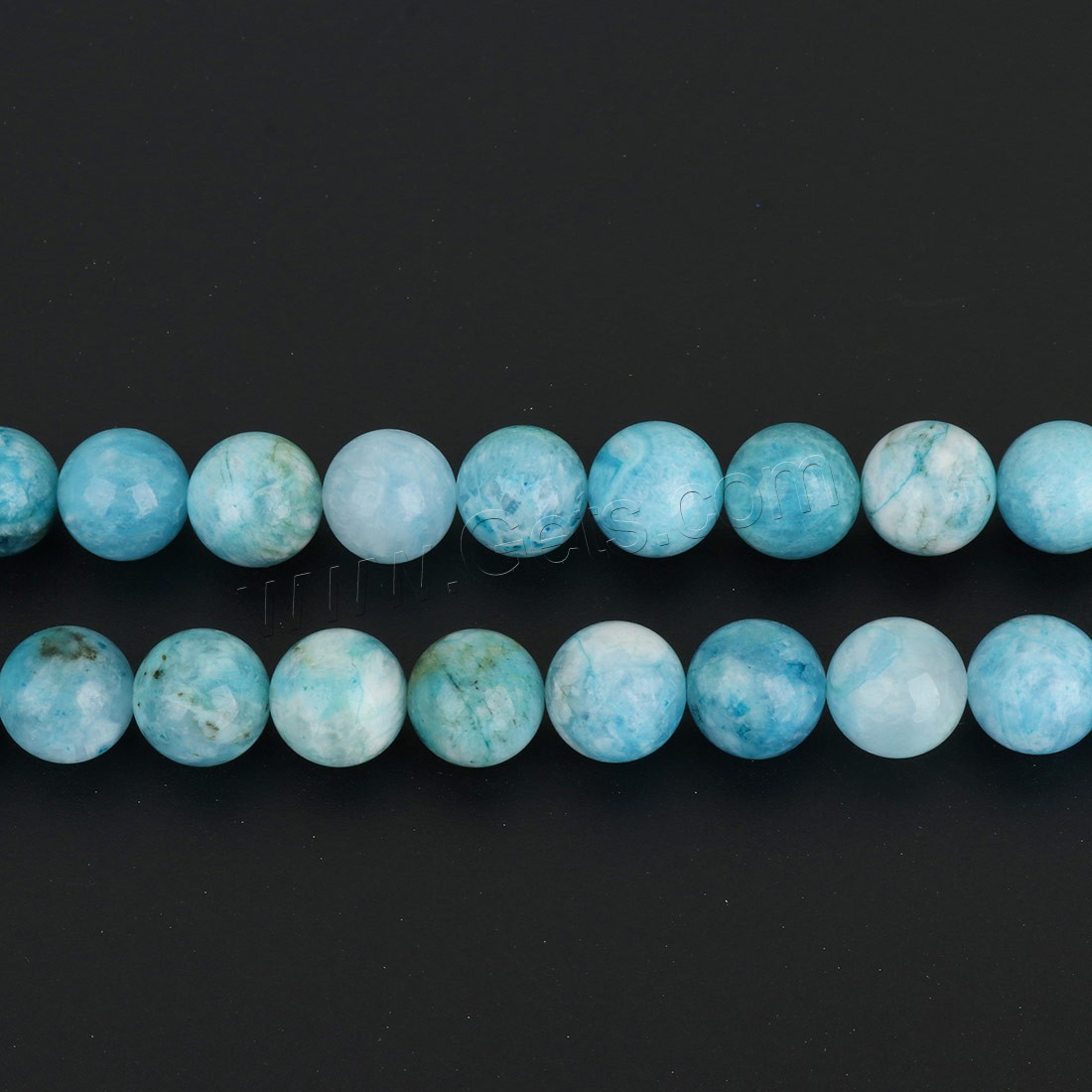 Hemimorphit Perlen, rund, verschiedene Größen vorhanden, blau, Länge:ca. 15.5 ZollInch, verkauft von Strang