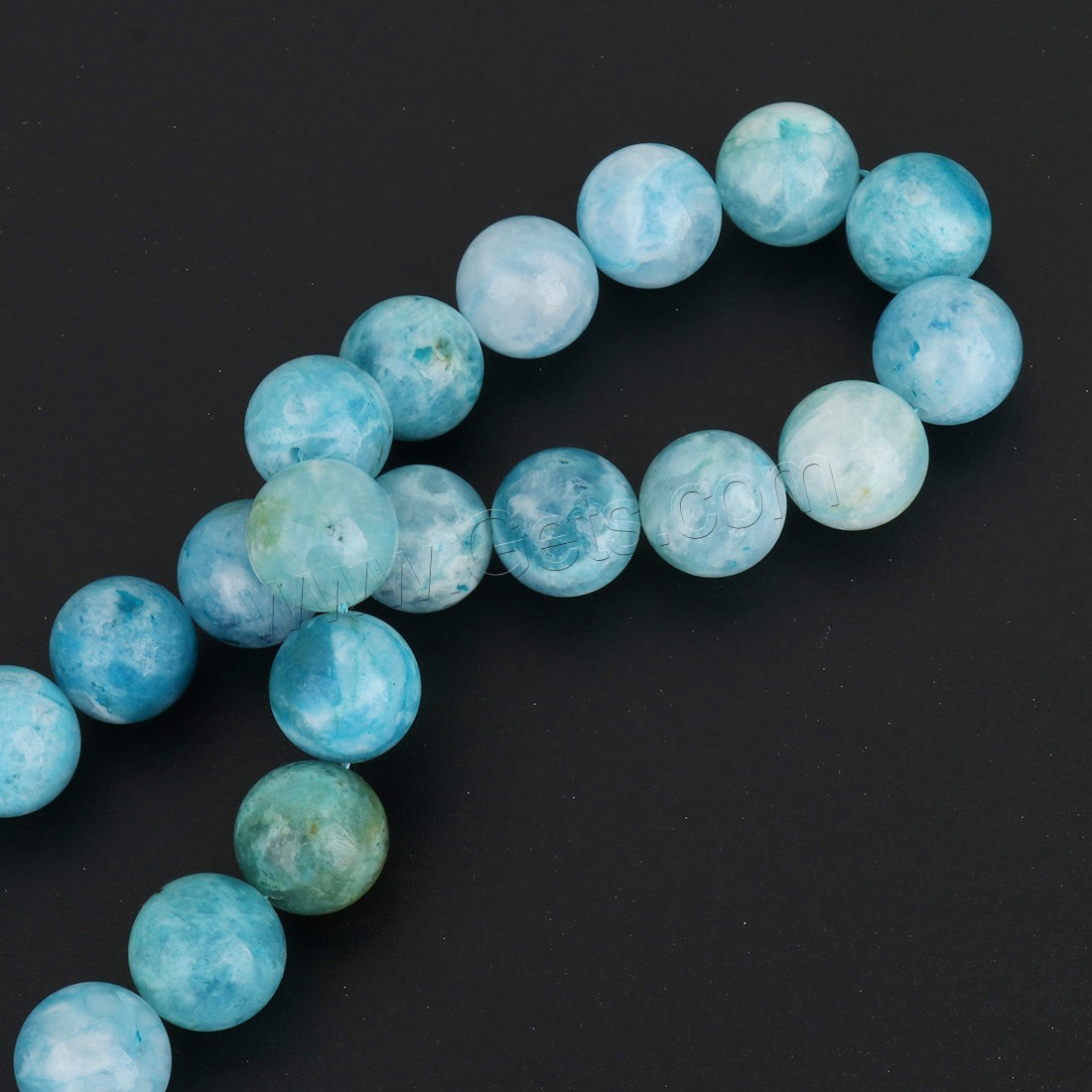 Hemimorphit Perlen, rund, verschiedene Größen vorhanden, blau, Länge:ca. 15.5 ZollInch, verkauft von Strang