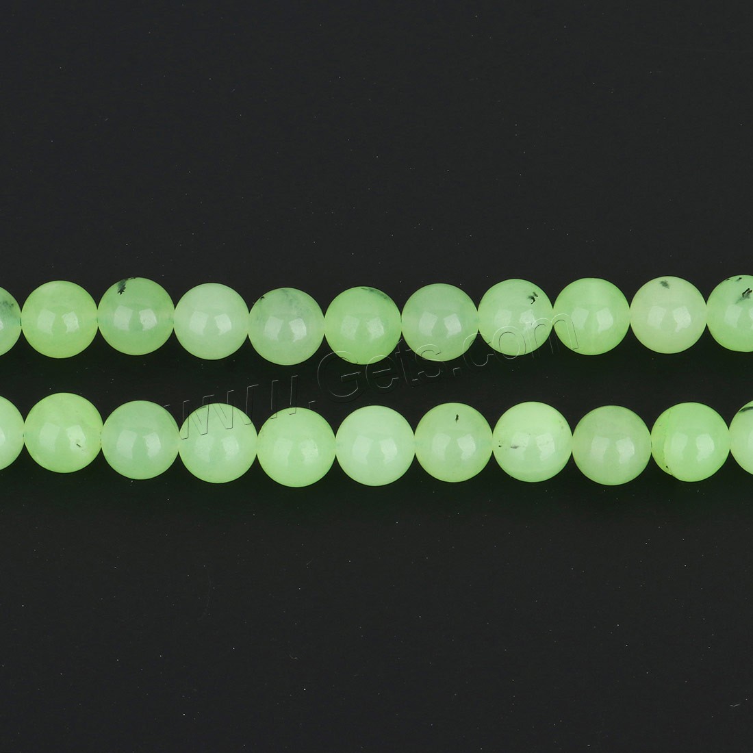 Prehnit-Perlen, Synthetisches-Prehnit, rund, verschiedene Größen vorhanden, grasgrün, Länge:ca. 15.5 ZollInch, verkauft von Strang