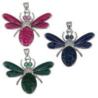 Cubic Zirconia Brass Pendants, with Cubic Zirconia, Bee, silver color plated Approx 