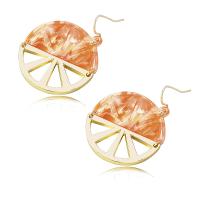 Zinc Alloy Drop Earring, with Cellulose Acetate Fibre, Orange, gold color plated, for woman 