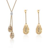 Rhinestone Zinc Alloy Jewelry Set, earring & necklace, with 5cm extender chain, gold color plated, serpentine chain & for woman & with rhinestone Approx 17.72 Inch 