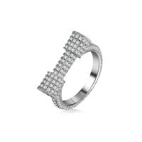 Cubic Zirconia Micro Pave Brass Finger Ring, silver color plated, Unisex & micro pave cubic zirconia, 20mm 