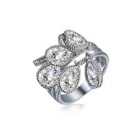 Brass Finger Ring, platinum color plated & micro pave cubic zirconia & for man 