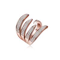 Cubic Zirconia Micro Pave Brass Finger Ring, rose gold color plated, Unisex & micro pave cubic zirconia 