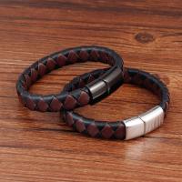 PU Leather Bracelet, with Stainless Steel, Unisex 