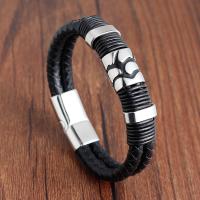 PU Leather Cord Bracelets, with Stainless Steel, Double Layer & Unisex, 20.5cm 