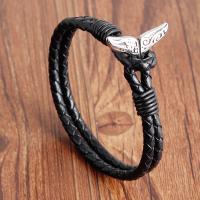 PU Leather Cord Bracelets, with Titanium Steel, Double Layer & Unisex 