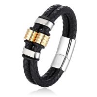 PU Leather Cord Bracelets, with Stainless Steel, Double Layer & Unisex  