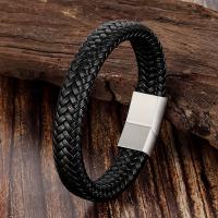 PU Leather Cord Bracelets, with Titanium Steel, Unisex 