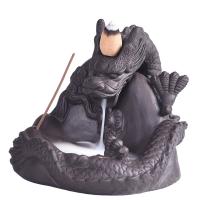 Incense Smoke Flow Backflow Holder Ceramic Incense Burner, Purple Clay, half handmade, for home and office & durable, black 