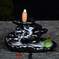 Incense Smoke Flow Backflow Holder Ceramic Incense Burner, Porcelain, for home and office & durable, black 