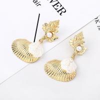 Plastic Pearl Zinc Alloy Earring, with Plastic Pearl, stainless steel post pin, real gold plated, fashion jewelry & for woman, 58mm 