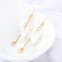 Zinc Alloy Drop Earring, with PU Leather, real gold plated, fashion jewelry & for woman, 71mm 