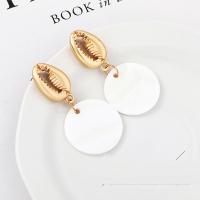 Zinc Alloy Drop Earring, with Shell, real gold plated, fashion jewelry & for woman, 47mm 