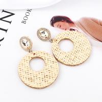 Zinc Alloy Drop Earring, with Wood, real gold plated, fashion jewelry & for woman 59mm 
