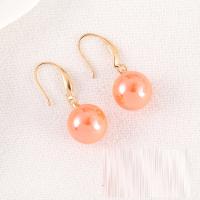 Plastic Pearl Zinc Alloy Earring, with Plastic Pearl, real gold plated, fashion jewelry & for woman 32mm 