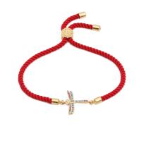 Cubic Zirconia Micro Pave Brass Bracelet, with Nylon Cord, plated, Unisex & adjustable & micro pave cubic zirconia 160-210mm 