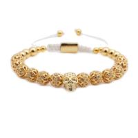 Brass Woven Ball Bracelets, with Nylon Cord, plated, Unisex & adjustable & micro pave cubic zirconia 160-210mm 