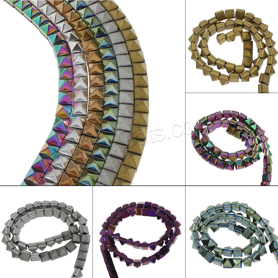 Perles hématite non-magnétique, hématite non magnétique, Placage, normes différentes pour le choix, plus de couleurs à choisir, Trou:Environ 1mm, Vendu par brin