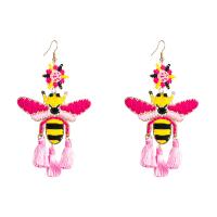 Zinc Alloy Tassel Earring, with Polyester, Bohemian style & for woman 