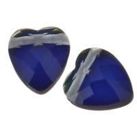 Synthetic Glass Pendant, Heart, fashion jewelry & faceted, blue Approx 1mm 