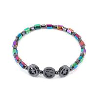 hématite magnétique bracelet de cheville, Placage de couleur AB, pour femme, multicolore, 12mm 4mm Environ 8.66 pouce Vendu par lot