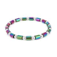 hématite magnétique bracelet de cheville, avec Plastique ABS perle, Placage de couleur AB, pour femme, multicolore 6mm Environ 8.66 pouce Vendu par lot
