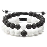 Lava Bead Bracelet, with Howlite, Unisex & anti-fatigue & adjustable, 8mm Approx 7.49 Inch 