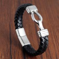 ПУ шнур браслеты, Искусственная кожа, с нержавеющая сталь, Мужская & разный размер для выбора, продается PC