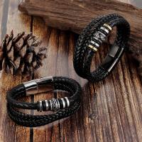 PU Leather Cord Bracelets, with Stainless Steel, Unisex 