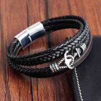 PU Leather Cord Bracelets, with Stainless Steel  & Unisex 