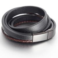 PU Leather Cord Bracelets, with Stainless Steel, multilayer & Unisex 