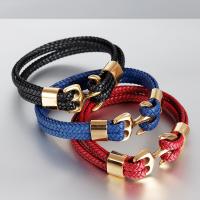 PU Leather Bracelet, with Stainless Steel & for man [