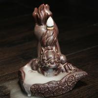 Incense Smoke Flow Backflow Holder Ceramic Incense Burner, Purple Clay, handmade, for home and office & durable, brown 
