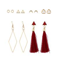 Zinc Alloy Earring Set, Stud Earring & earring, real gold plated, 6 pieces & for woman, 8~85mm 