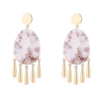 Zinc Alloy Drop Earring, with Acetate, real gold plated, for woman 72mm 