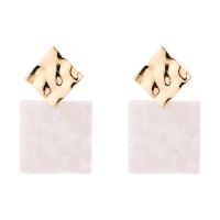 Zinc Alloy Drop Earring, with Acetate, Square, real gold plated, for woman 50mm 