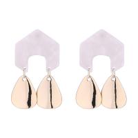 Zinc Alloy Drop Earring, with Acetate, real gold plated, for woman 44mm 