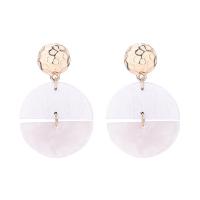 Zinc Alloy Drop Earring, with Acetate & Wood, real gold plated, for woman & frosted 40mm 